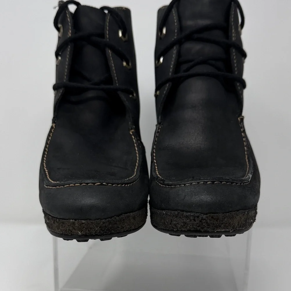 Timberland “wallaby” Black Wedge Leather Ankle Boots Size 9